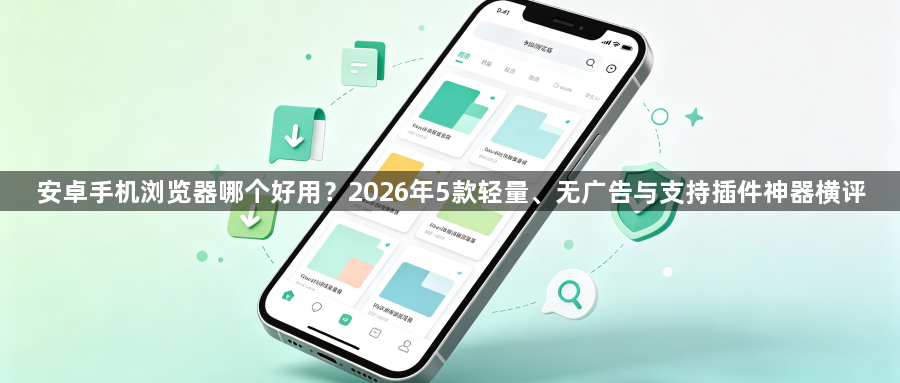安卓手机浏览器哪个好用？2026年5款轻量、无广告与支持插件神器横评1