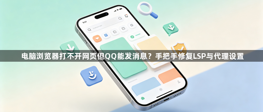 电脑浏览器打不开网页但QQ能发消息？手把手修复LSP与代理设置1
