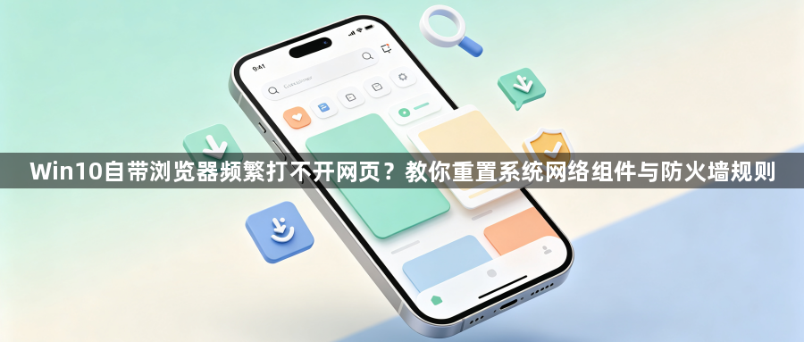 Win10自带浏览器频繁打不开网页？教你重置系统网络组件与防火墙规则1