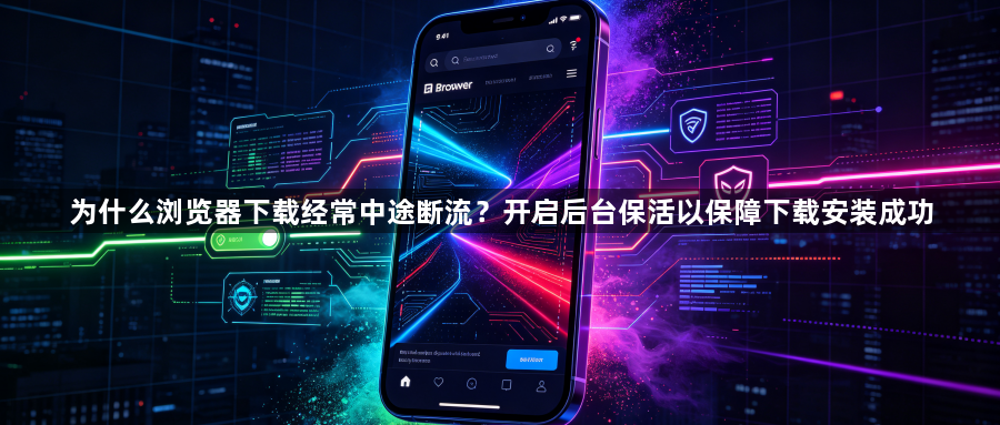为什么浏览器下载经常中途断流?开启后台保活以保障下载安装成功1